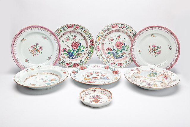 Appraisal: A PAIR OF CHINESE FAMILLE ROSE PLATES th Century three