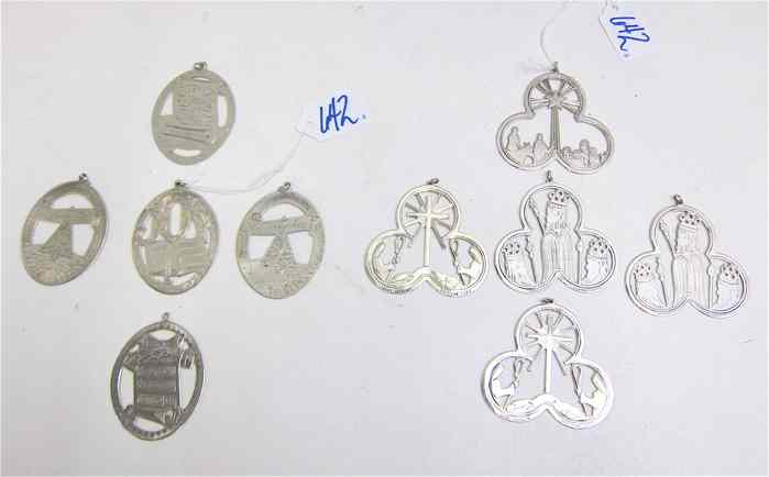 Appraisal: TEN STERLING SILVER CHRISTMAS ORNAMENTS by Lunt Silversmiths in two