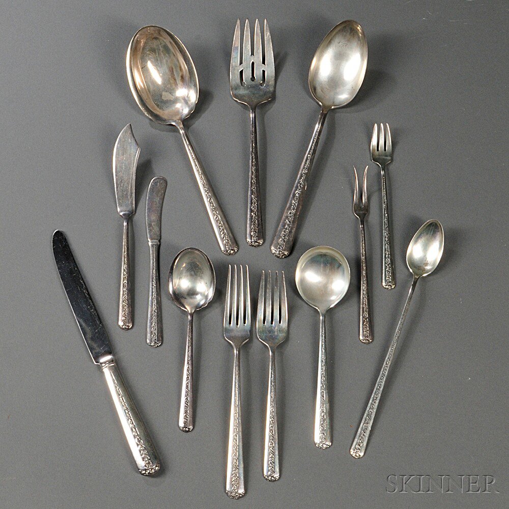 Appraisal: Towle Rambler Rose Pattern Sterling Silver Flatware Service Massachusetts mid