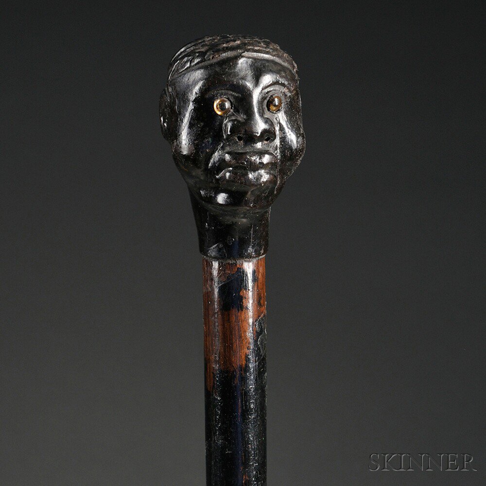 Appraisal: Carved Folk Art Cane Top with Head of a Black