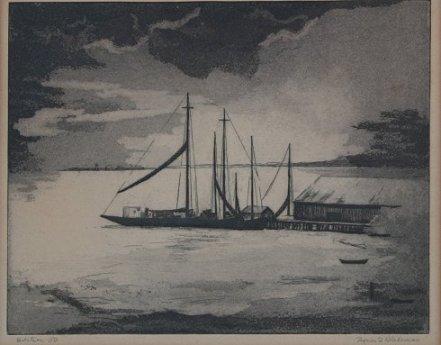 Appraisal: BLAKEMAN Thomas American - Harbor Scene Etching and Aquatint ''