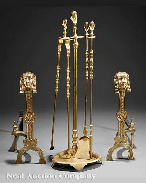 Appraisal: A Pair of Aesthetic Brass Figural Andirons th c in