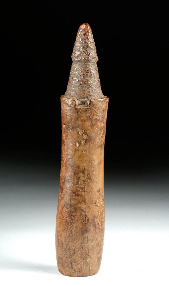 Appraisal: th C Inuit Fossilized Caribou Bone Harpoon Socket Originally Listed