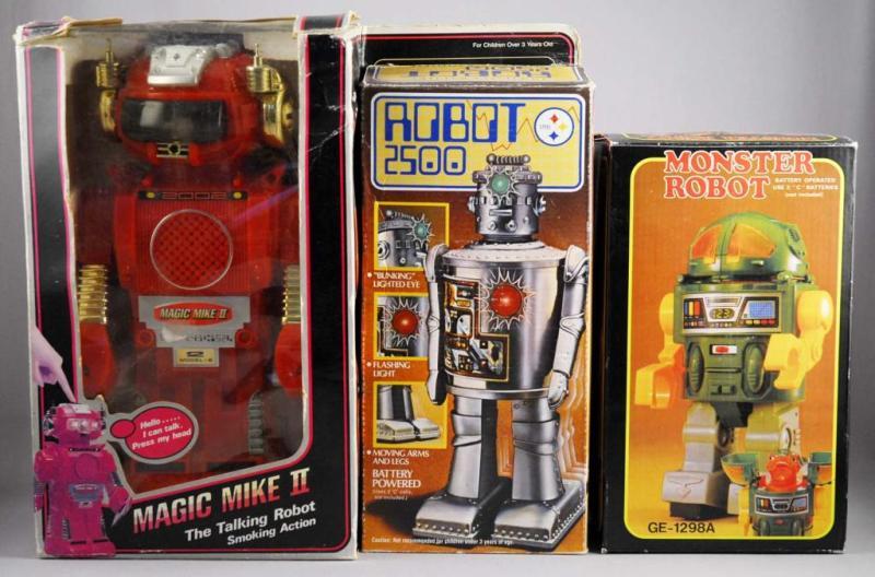 Appraisal: Lot of Battery-Operated Robot Toys Description Includes Magic Mike talking