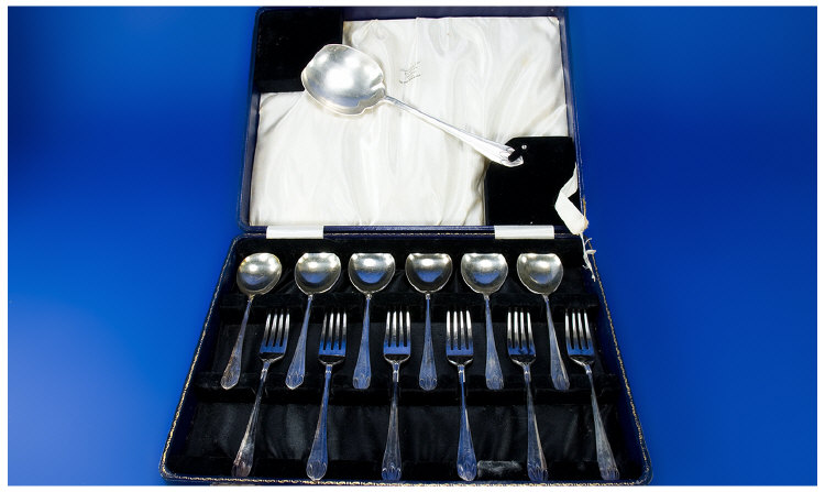 Appraisal: Prestons LTD Silver Plate Dessert Set six spoons six forks