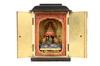 Appraisal: MINIATURE SHRINE - Miniature Black Lacquered Traveling Shrine ca with