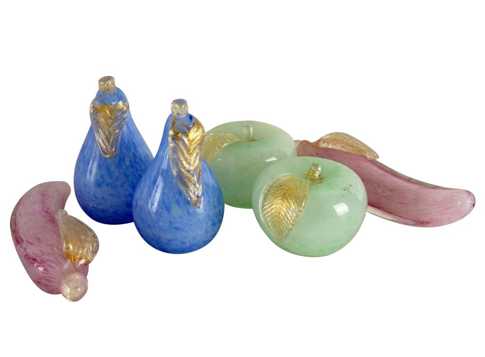 Appraisal: THREE PAIRS OF MURANO GLASS FRUITfour with Murano Made in