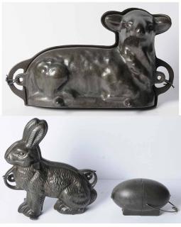 Appraisal: Three Molds Lamb Rabbit and Bullet two piece lamb form