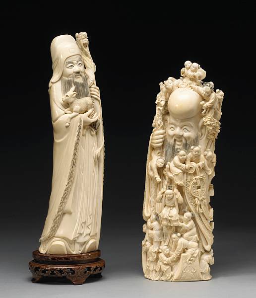 Appraisal: A carved ivory figure of Su Wu th Century The