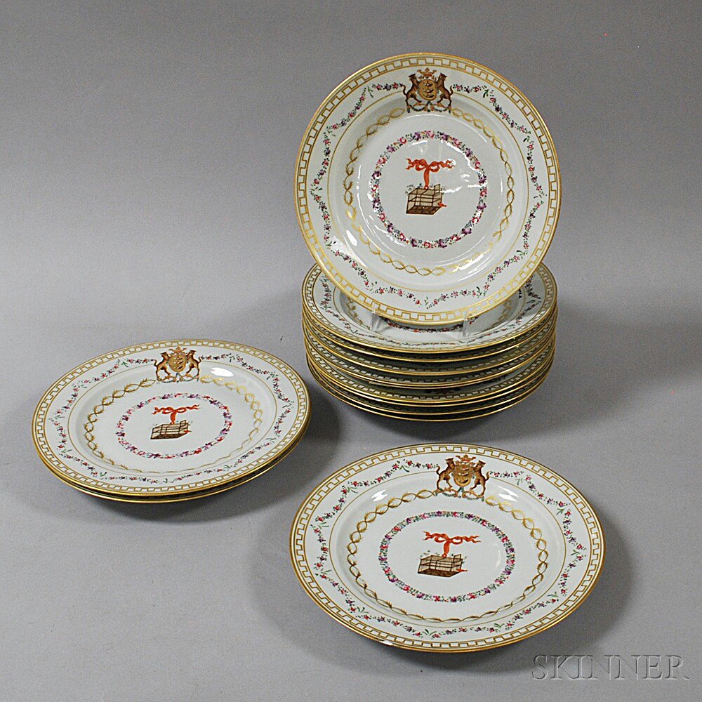 Appraisal: Set of Thirteen Chinese Export Armorial Porcelain Plates th th