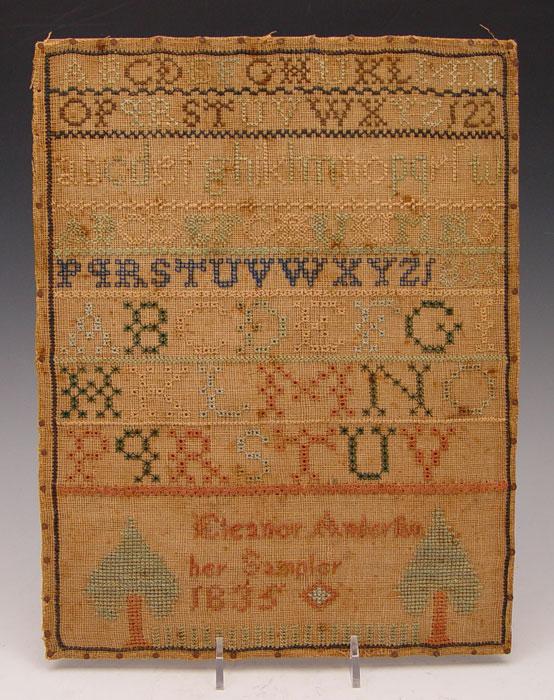 Appraisal: DATED HAND WORKED SCHOOL GIRL SAMPLER ''Eleanor Anderson her Sampler