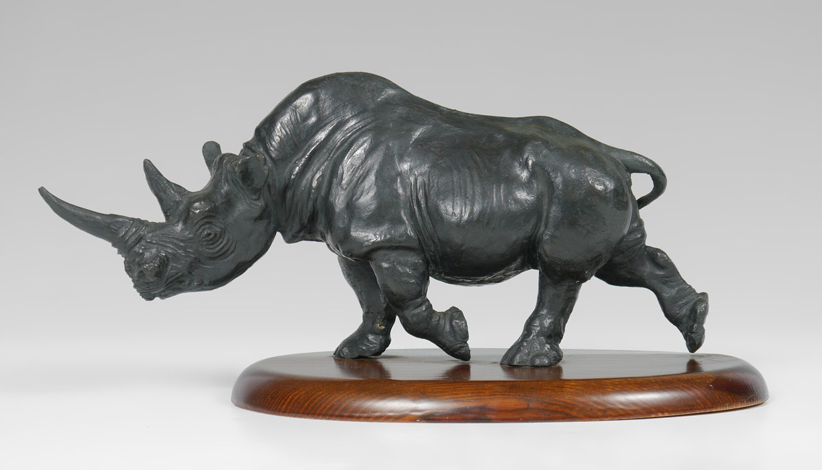 Appraisal: BRONZE RHINO SCULPTURE SIGNED PACO MARTI '' h x ''