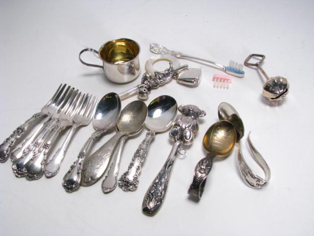 Appraisal: Group of Sterling Accessories Specialty Items including four unique baby