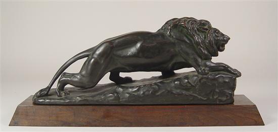 Appraisal: Isidore Bonheur - Bronze Bronze lion on rock Signed Bonheur