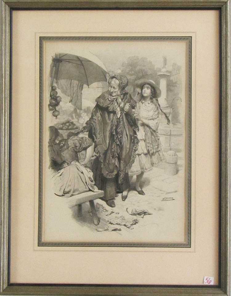 Appraisal: FRANZ XAVER SIMM INK AND WASH ON PAPER Austria -