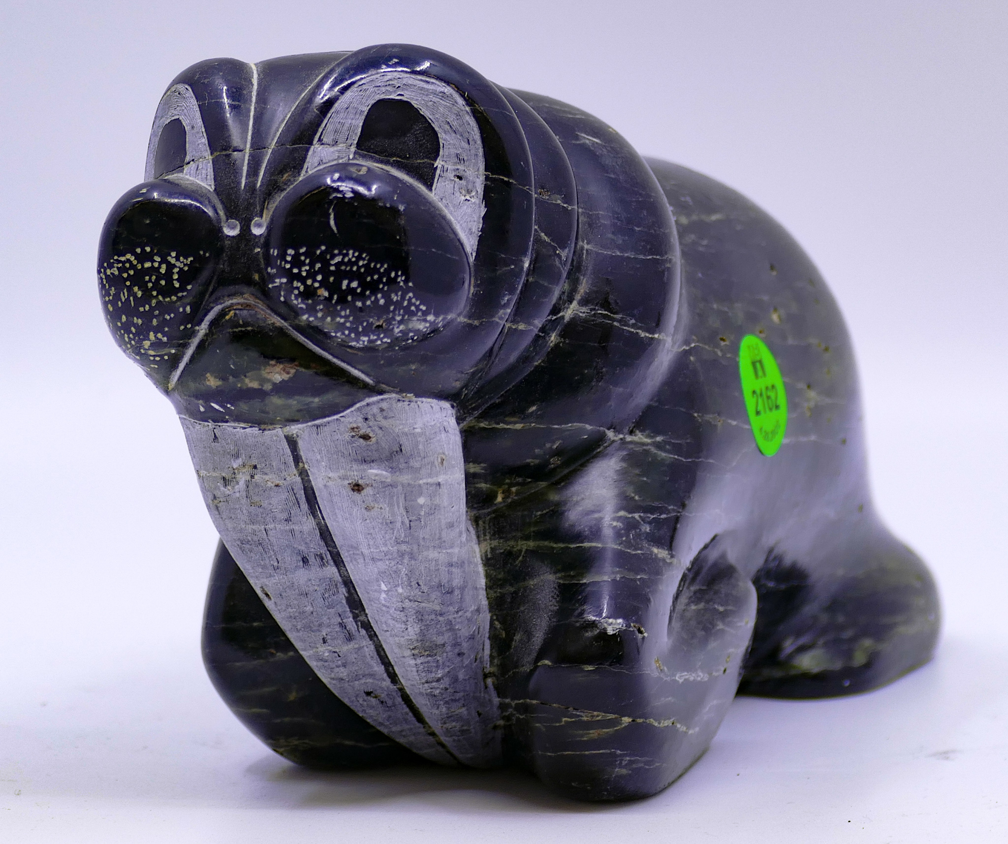 Appraisal: Leon Anderson Aleut Soapstone Seal Carving- ''