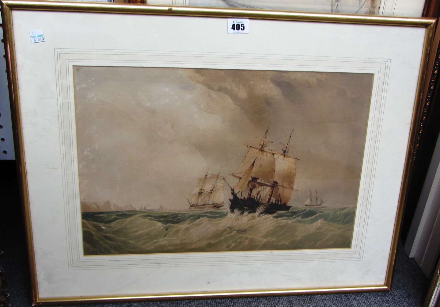 Appraisal: Follower of Clarkson Stanfield Vessels in rough seas watercolour bears