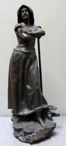 Appraisal: Signed H Godet Bronze of a Farming Woman Signed on