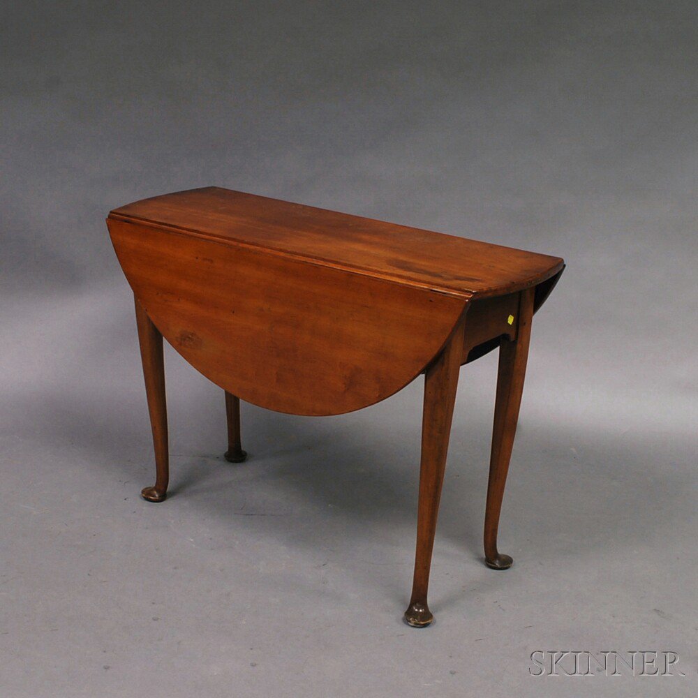 Appraisal: Queen Anne Cherry Oval-top Drop-leaf Table New England th century