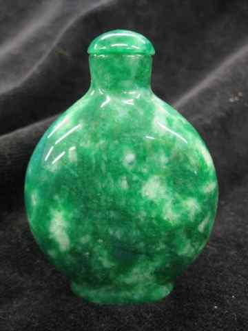 Appraisal: Chinese Snuff Bottle carved jade mottled spinach green '' excellent