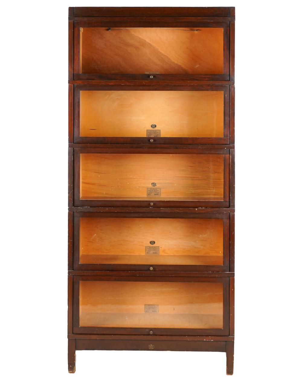 Appraisal: GLOBE-WERNICKE STACKING LAWYER'S BOOKCASEmahogany comprising five units each with paper