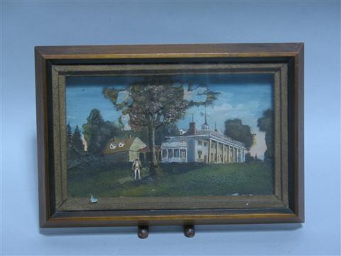 Appraisal: AMERICANA FOLK ART MOUNT VERNON DIORAMA BOX Depicting a slave