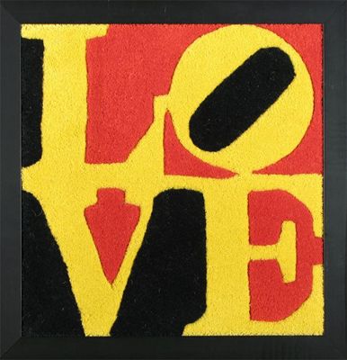 Appraisal: Robert Indiana American b German Love rug Two blues and