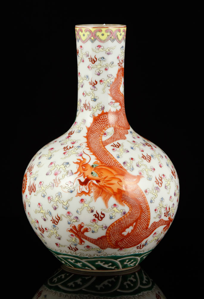 Appraisal: - Chinese Famille Rose Bottle Vase Chinese famille rose bottle