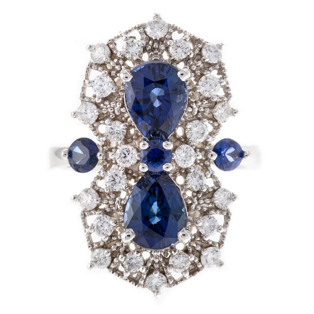 Appraisal: A Diamond Sapphire Ring in K White Gold K white