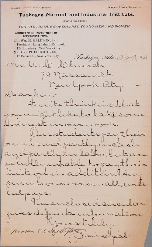 Appraisal: Booker T Washington signed hand written letter dated April on