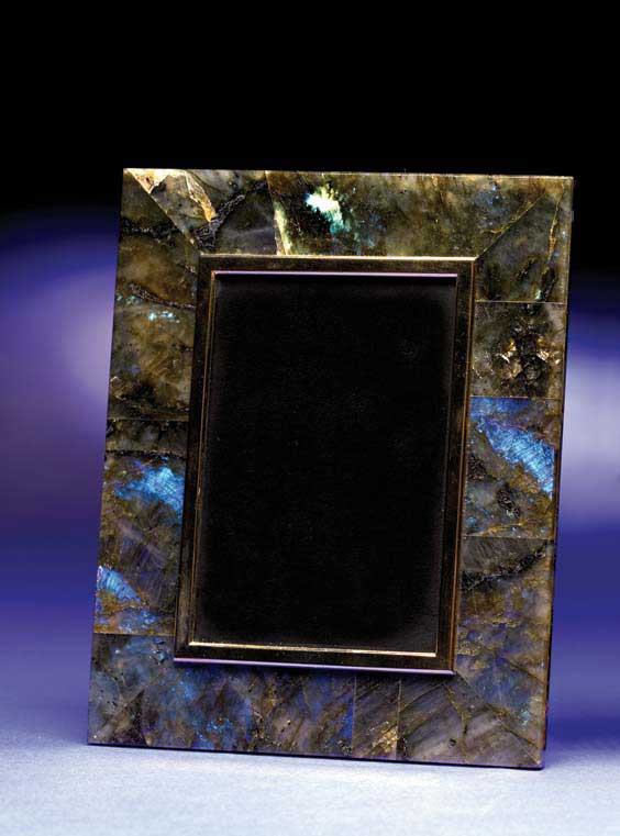 Appraisal: LABRADORITE PICTURE FRAME Madagascar Hand crafted in Italy Numerous pieces