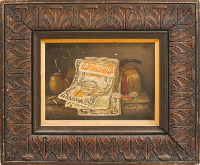 Appraisal: CHARLES ALFRED MEURER - STILL LIFE WITH BILLS Oil on