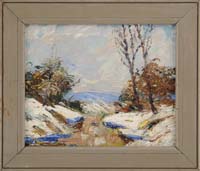 Appraisal: E L PRITCHETT Mid th Century WINTER LANDSCAPE Oil on