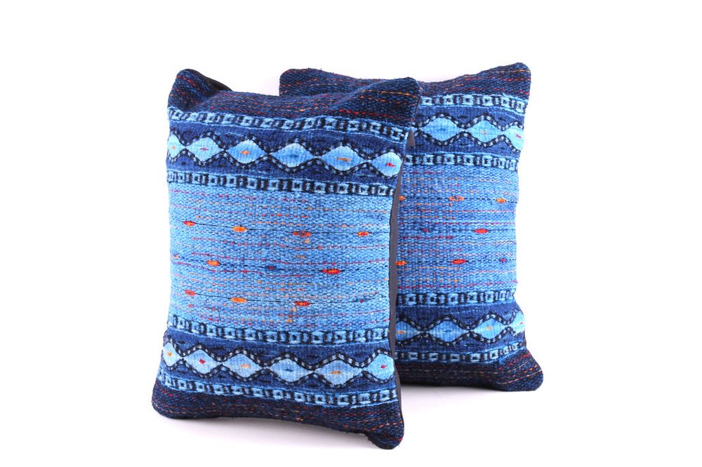 Appraisal: Saltillo Azul Churro Wool Set of Two Pillows Reyna The