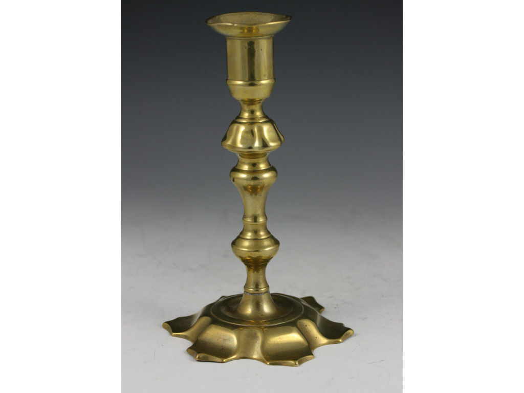 Appraisal: Queen Ann Brass Candlestick English th c aperture with flared