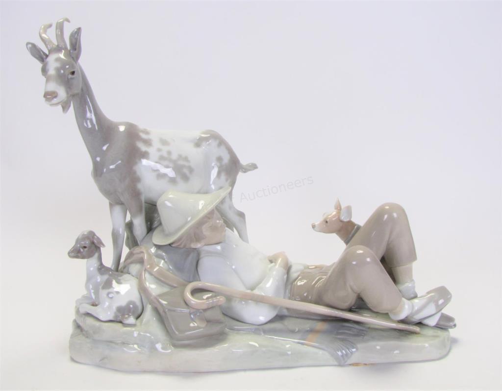 Appraisal: Lladro Porcelain Figural Group Shepherd Sleeping a very rare and