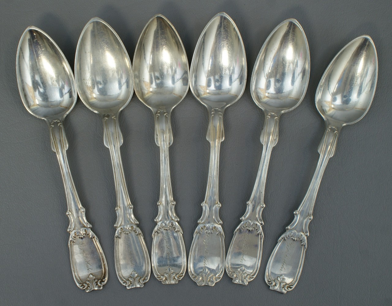 Appraisal: R W Wilson coin silver tea spoons Lizzie D Huber