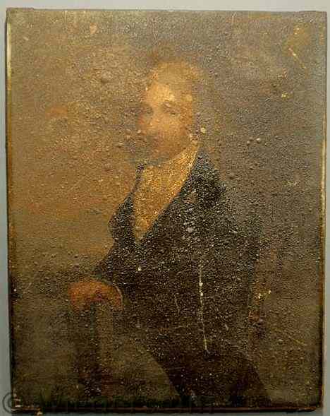 Appraisal: Spanish oil on canvas portrait of a gentleman holding a