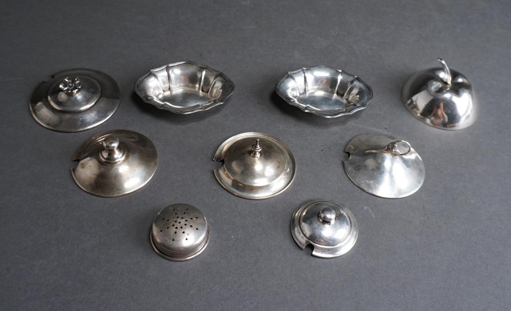 Appraisal: SEVEN AMERICAN STERLING SILVER JAR TOPS AND A PAIR OF