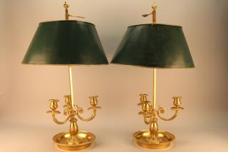 Appraisal: Pair French Bouillotte Light Candle stands Lamps Pair French Bouillotte