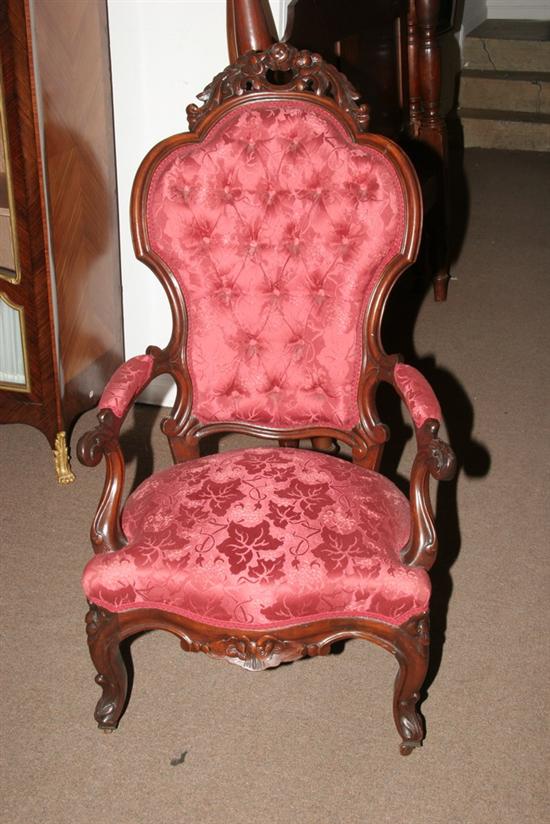 Appraisal: ROCOCO REVIVAL TUFTED CARTOUCHE BACK ARM CHAIR