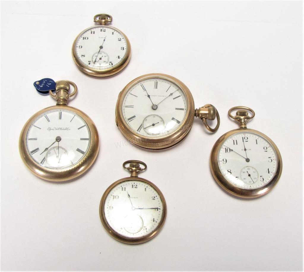 Appraisal: Four antique Elgin pocket watches including grade size s jewel