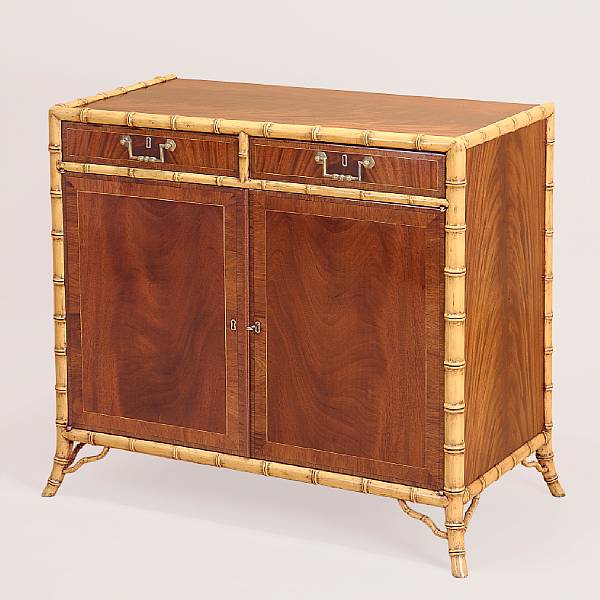 Appraisal: A George III style inlaid mahogany side cabinet The whole