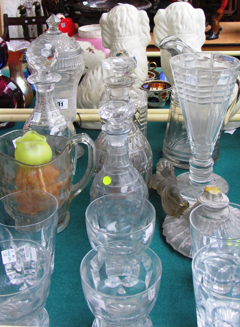 Appraisal: A quantity of glass wares including a Victorian lidded celery