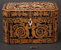 Appraisal: Rococo Wooden Tea Caddy circa Late th Century Wooden tea