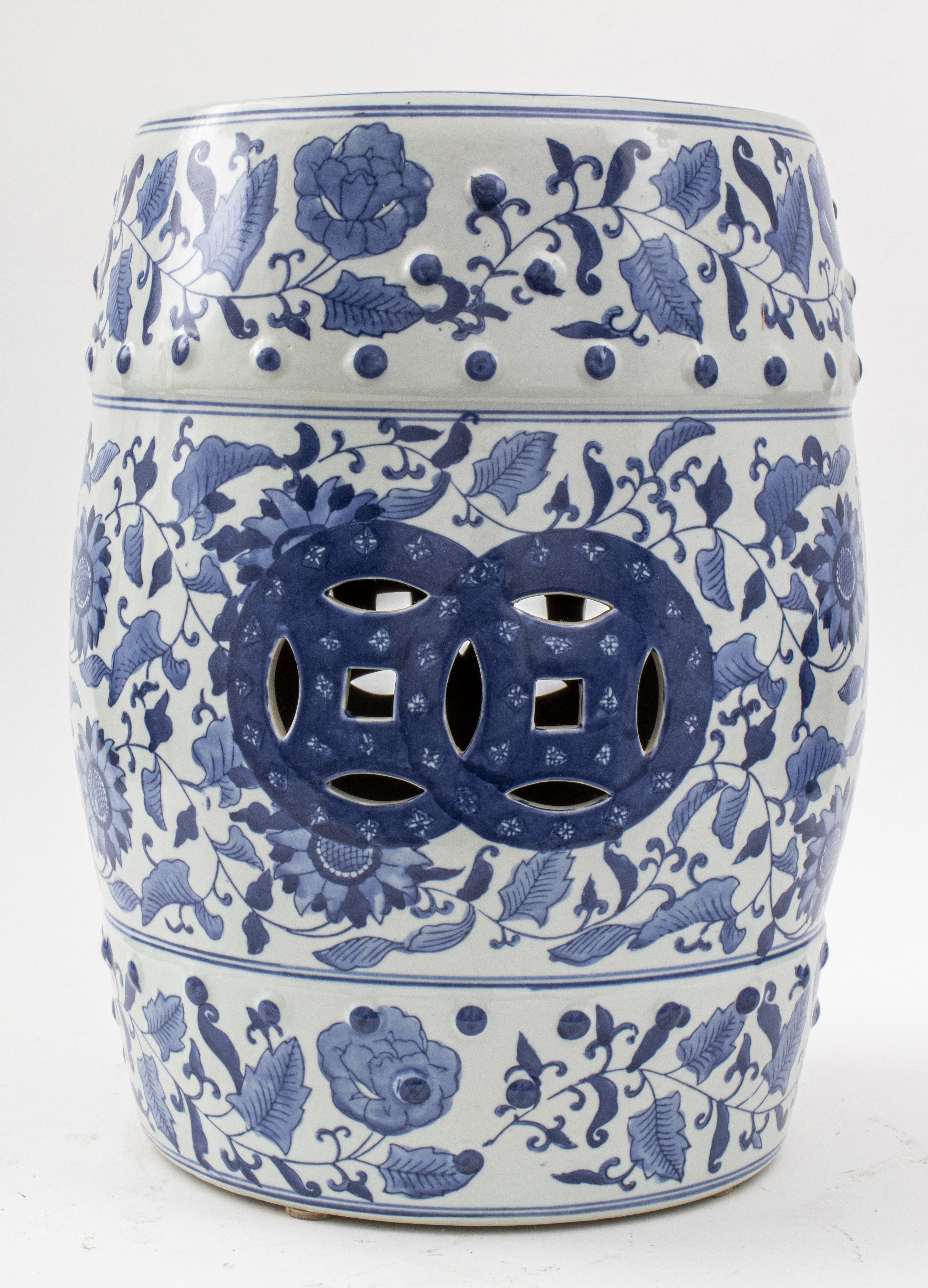 Appraisal: CHINESE BLUE AND WHITE GLAZED CERAMIC GARDEN SEAT Chinese blue