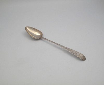 Appraisal: A George III Irish silver Bright-cut basting spoon by John