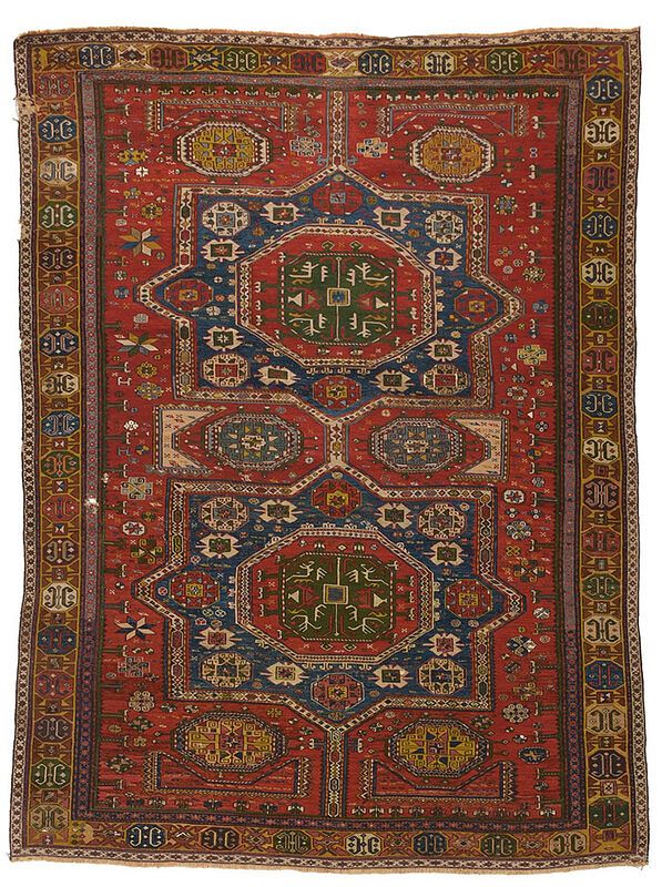 Appraisal: Soumak Carpet early mid th century symmetrical double medallions of