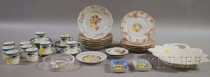 Appraisal: Three Sets of Transfer and Hand-painted Porcelain Dessert Plates a