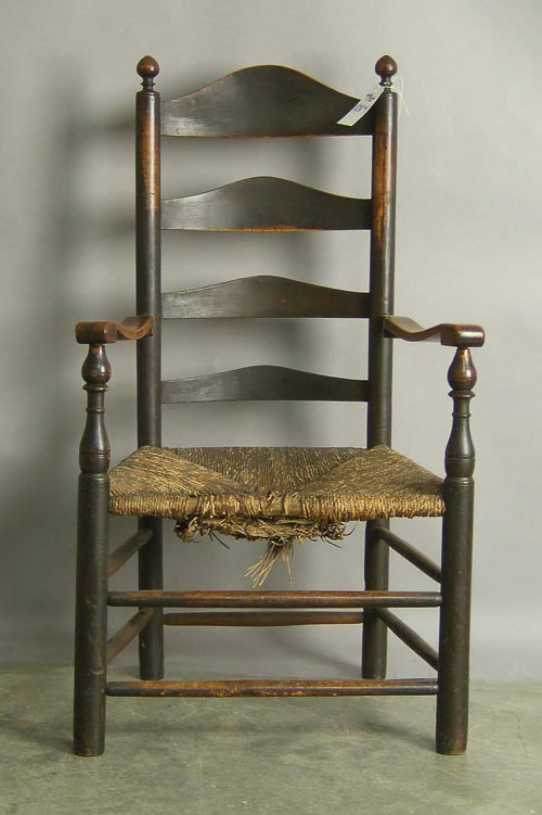 Appraisal: Four-slat ladderback armchair th c